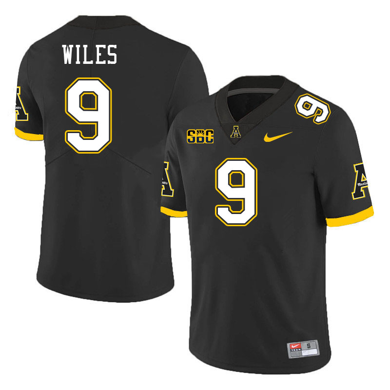 Men #9 Billy Wiles Appalachian State Mountaineers College Football Jerseys Stitched-Black